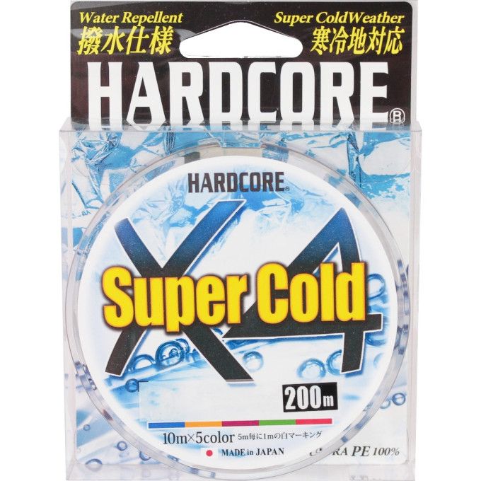 Шнур YO-ZURI PE HARDCORE X4 DUEL SUPER COLD PE 1.5 10.0кг 200м 5 COLOR H3968